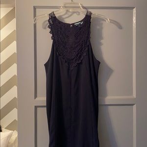 Navy summer dress w/ crochet yoke